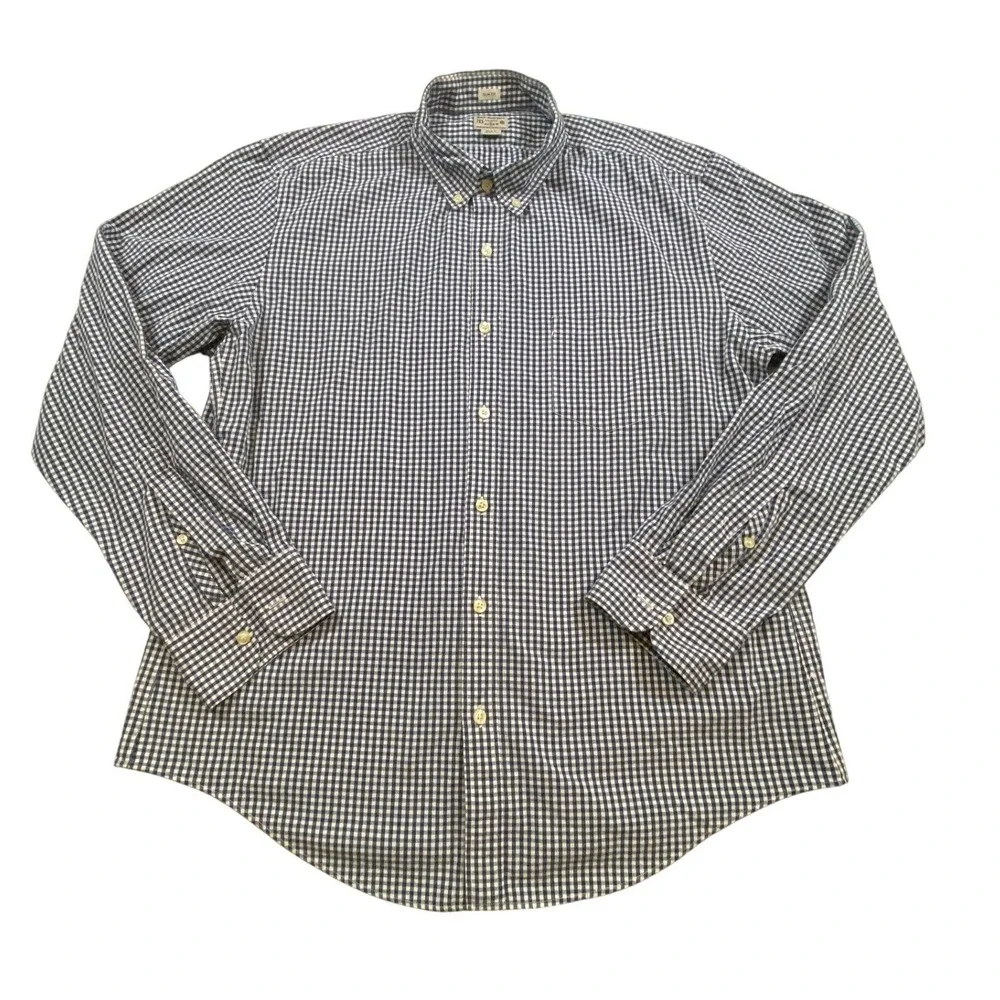 J. Crew Slim Fit Gingham Button Down Shirt Men‎ Size XL Blue White Cotton